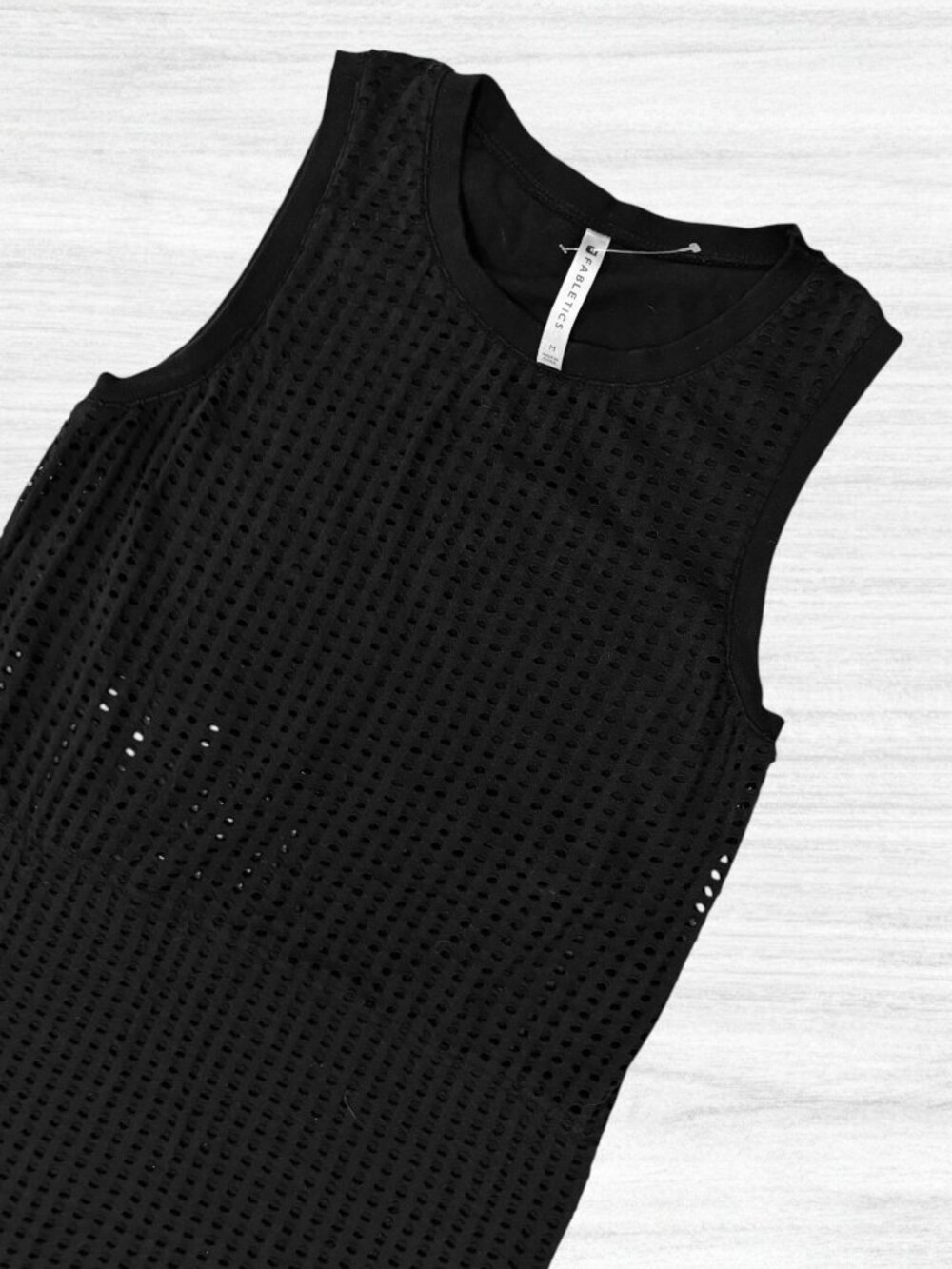 Fabletics Bryce Black Mesh Cutout Sleeveless Shift Mini Dress Swim Cover Up M - Picture 3 of 3